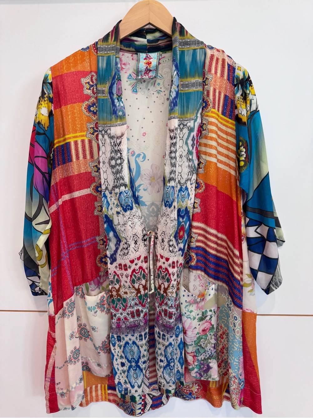 Johnny Was Viscose Silk Tunic Jacket in Multi Print